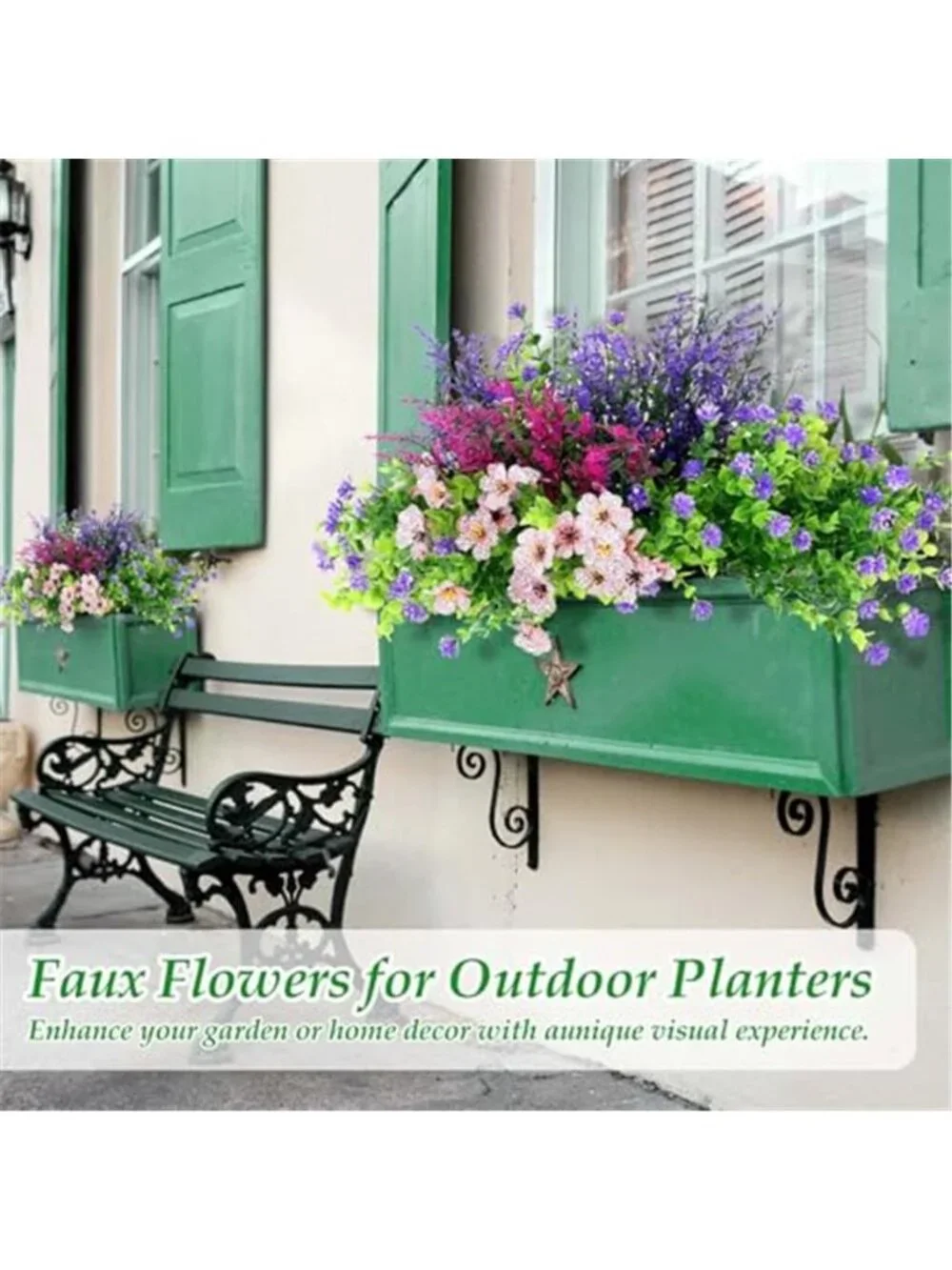 20 Bundles Fake Outdoor Flowers UV Resistant Artificial Plants Garden Decor